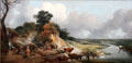 River Landscape with View of Distant Village painting by Thomas Gainsborough at National Gallery of Scotland. Edinburgh, Scotland.