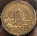 Battle of Culloden brass medal commemorates Duke of Cumberland's victory over Jacobites at National Portrait Gallery of Scotland. Edinburgh, Scotland