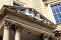 Pediment over entrance of Merchants Hall. Edinburgh, Scotland.