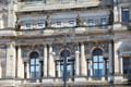 Central facade of Glasgow City Chambers with sculptures by John Mossman & George Lawson. Glasgow, Scotland.