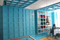 Recreated blue room upstairs of Willow Tea Rooms after Charles Rennie Mackintosh. Glasgow, Scotland.