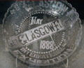Souvenir pressed glass plate from International Exhibition of Science, Art & Industry, Glasgow at Kelvingrove Art Gallery. Glasgow, Scotland