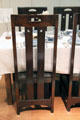 Miss Cranston's Tearoom Luncheon Room chairs by Charles Rennie Mackintosh at Kelvingrove Art Gallery. Glasgow, Scotland.