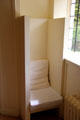 Seat in window nook in oval room at House for an Art Lover. Glasgow, Scotland.
