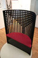 Willow Tea Rooms replica curved-back chair by Charles Rennie Mackintosh at The Lighthouse. Glasgow, Scotland.