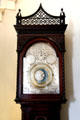 Tall case clock with astronomical dials by John Craig upstairs at Pollok House. Glasgow, Scotland.