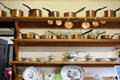 Copper pans & china pantry at Holmwood. Glasgow, Scotland.