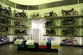 Collection of motorcycles at Riverside Museum. Glasgow, Scotland.