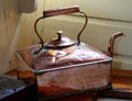Square copper kettle in poop cabin pantry of Glenlee Tall Ship. Glasgow, Scotland.