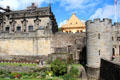 Palace, Great Hall & tower of main gate over garden at Stirling Castle. Stirling, Scotland.