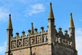 Central tower with words "King Robert the Bruce" installed after his tomb discovered during construction of Dunfermline New Abbey Church. Dunfermline, Scotland.