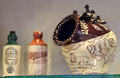 Stoneware stout bottles & ceramic salt pig at Dunfermline Carnegie Library Museum. Dunfermline, Scotland