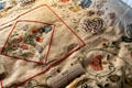 Embroidered bedspread in principal strangers room at Culross Palace. Culross, Scotland.