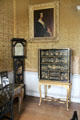 Chinoiserie tall clock & cabinet in tea room at Manderston House. Duns, Scotland.