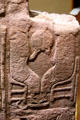 Pictish cross-slab detail shows Saints Antony & Paul breaking sacramental bread carried to them by a raven at St Vigeans Museum. Arbroath, Scotland.