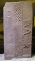 Pictish carved stone with mirror, snakes & bird at St Vigeans Museum. Arbroath, Scotland.
