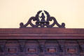 Carved figure over fireplace in dining room at Glamis Castle. Angus, Scotland.