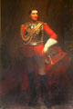 Family portrait in military uniform in dining room at Glamis Castle. Angus, Scotland.