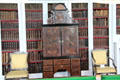 Desk in billiard room / library at Glamis Castle. Angus, Scotland.