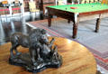 Bronze statue of lion & cubs in billiard room / library at Glamis Castle. Angus, Scotland.