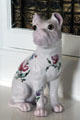 Scottish Wemyss Ware pottery dog from Fife in billiard room / library at Glamis Castle. Angus, Scotland.