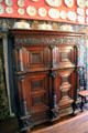 Cabinet with porcelain in Malcolm's room at Glamis Castle. Angus, Scotland.