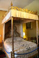 Queen Mother's bedroom with crewel work cover by Philippa Turnbull at Glamis Castle. Angus, Scotland.