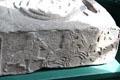 Pictish graveslab edge detail of hunting scene at Meigle Sculptured Stone Museum. Meigle, Scotland.