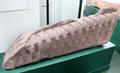 Pictish tombstone with hogback pattern thought to mimic Viking longhouses at Meigle Sculptured Stone Museum. Meigle, Scotland.