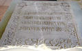 Tomb slab of Thomas Balfour in museum at St Andrews Cathedral. St Andrews, Scotland.