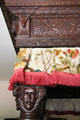 Detail of four-poster bed prob. carved by Aberdeen carvers in Laird's bedroom at Crathes Castle. Crathes, Scotland.