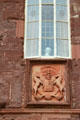 Royal crest over door of Fyvie Castle. Turriff, Scotland.