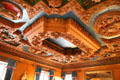 Sculptured ceiling in dining room at Brodie Castle. Brodie, Scotland.