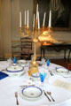 Dining room table set with Chinese armorial porcelain & with silver-gilt candelabra by Paul Storr of London at Duff House. Banff, Scotland.
