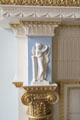William Adam design of woman playing lyre on North drawing room fireplace at Duff House. Banff, Scotland.