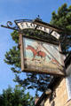 Old fashioned pub sign which hangs from building across from Broadway Museum & Art Gallery. Broadway, England