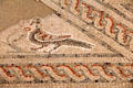 Bird figure incorporated into mosaic floor in changing room at Chedworth Roman Villa. England