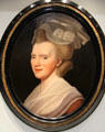 Sarah Wedgwood portrait on ceramic tablet by George Stubbs at World of Wedgwood. Barlaston, Stoke, England.