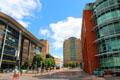 Modern commercial buildings along Lanyon Place. Belfast, Northern Ireland.
