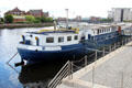 Belfast Barge maritime history museum at Lanyon Quay aboard converted Dutch ship Confiance. Belfast, Northern Ireland.