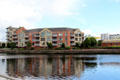 Housing along Lagan River. Belfast, Northern Ireland.