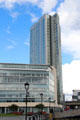 Obel Tower beside Lagan River. Belfast, Northern Ireland.