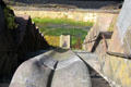 Stonework of dry dock at Titanic Quarter. Belfast, Northern Ireland.