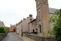 Streetscape off Culan Place with Parochial hall at Ulster Folk Park. Belfast, Northern Ireland.