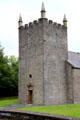 Square bell tower of Church of Ireland from Carnacally at Ulster Folk Park. Belfast, Northern Ireland.
