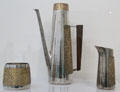 Silver coffee service with gilded textured surface by Stuart Devlin at Ulster Museum. Belfast, Northern Ireland.