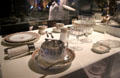 Titanic & Olympic place setting at Ulster Transport Museum. Belfast, Northern Ireland.