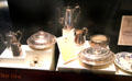 White Star line silver serving pieces at Ulster Transport Museum. Belfast, Northern Ireland.