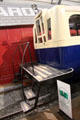 Rear boarding platform of Great Northern Railways railbus no. 1 converted from rubber tires to run on rails at Ulster Transport Museum. Belfast, Northern Ireland.