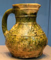 Earthenware ale jug from Kingston-upon-Thames, England at British Museum. London, United Kingdom.
